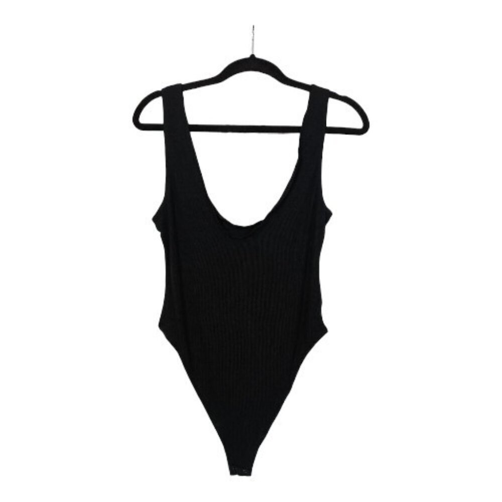 NWT A Pea in the Pod x Grey Slate Ribbed Maternity Bodysuit Black Womens Size L